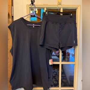 Free People Movement Sleeveless Top and Shorts Set NWT Midnight